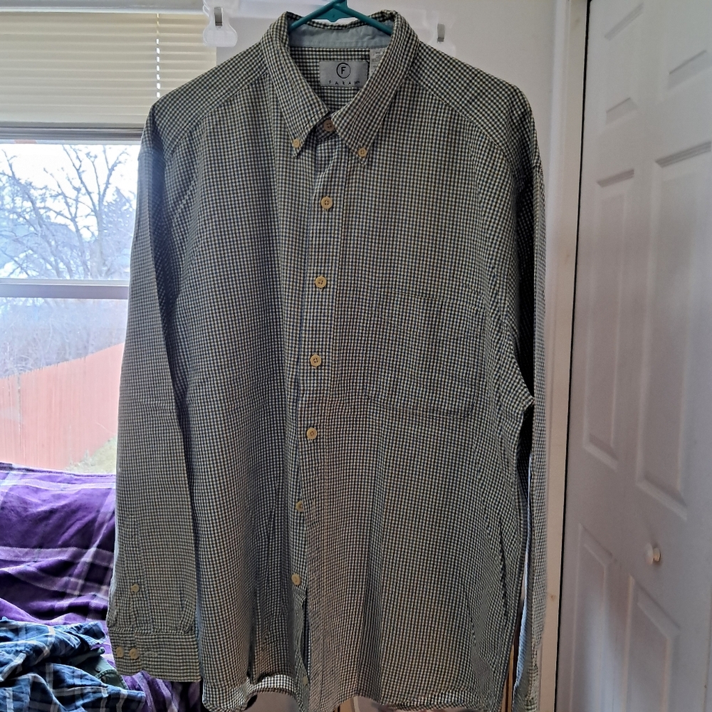 Mens Farah Blue and White Checkered Shirt